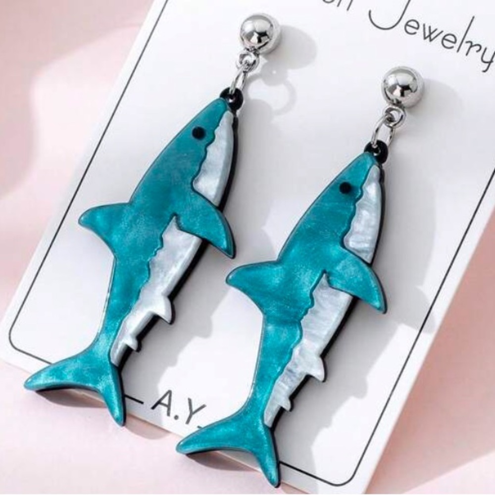 Acrylic Shark Dangle Earrings